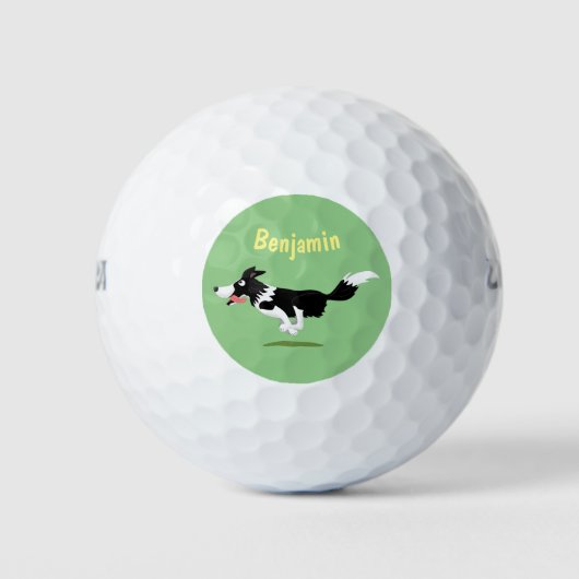 Funny Border Collie cartoon Golfballen (Voorkant)