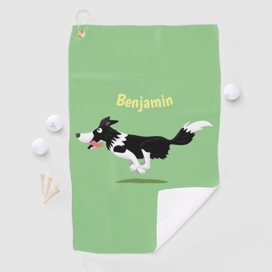 Funny Border Collie cartoon Golfhanddoek (Insitu)