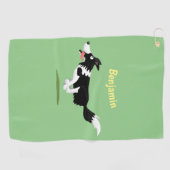 Funny Border Collie cartoon Golfhanddoek (Horizontaal)