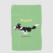 Funny Border Collie cartoon Golfhanddoek (Voorkant)