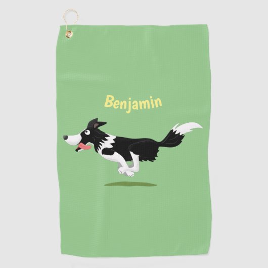 Funny Border Collie cartoon Golfhanddoek (Voorkant)