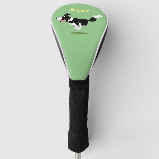 Funny Border Collie cartoon Golfheadcover (Voorkant)