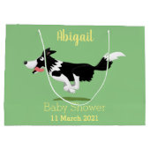 Funny Border Collie cartoon Groot Cadeauzakje (Achterkant)