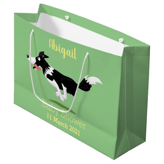Funny Border Collie cartoon Groot Cadeauzakje (Voorkant Gekanteld)