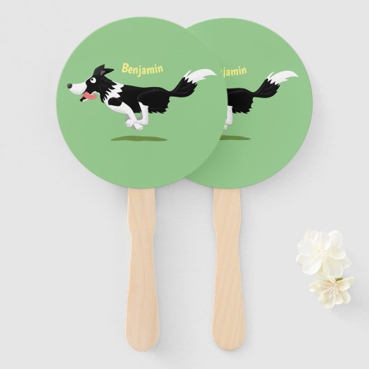 Funny Border Collie cartoon Handwaaier (Voorkant en achterkant)