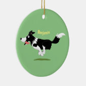 Funny Border Collie cartoon Keramisch Ornament (Rechts)
