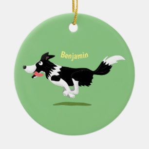 Funny Border Collie cartoon Keramisch Ornament