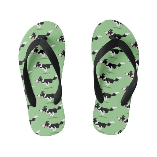 Funny Border Collie cartoon Kinder Teenslippers (Voetbed)