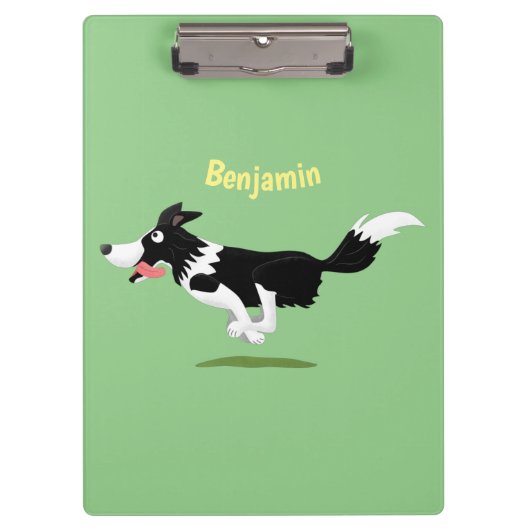Funny Border Collie cartoon Klembord (Voorkant)