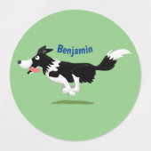 Funny Border Collie cartoon Labels (Design 2)
