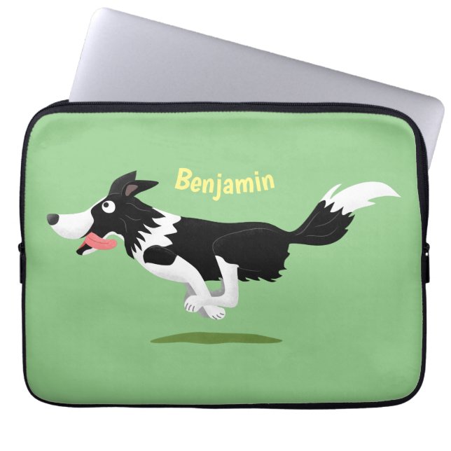 Funny Border Collie cartoon Laptop Sleeve (Voorkant)