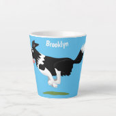 Funny Border Collie cartoon Latte Mok (Voorkant)