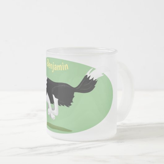 Funny Border Collie cartoon Matglas Koffiemok (Voorkant rechts)