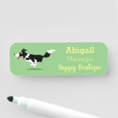 Funny Border Collie cartoon Naamplaatje (In situ)