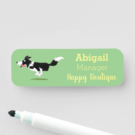 Funny Border Collie cartoon Naamplaatje (In situ)