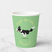 Funny Border Collie cartoon Papieren Bekers (Voorkant)
