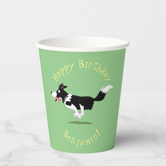 Funny Border Collie cartoon Papieren Bekers (Voorkant)