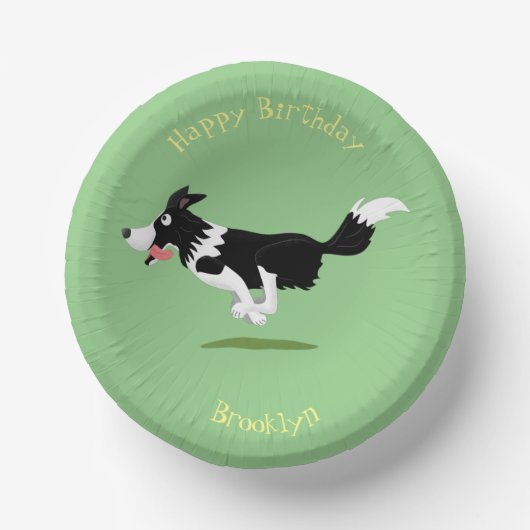 Funny Border Collie cartoon Papieren Kommen (Voorkant)