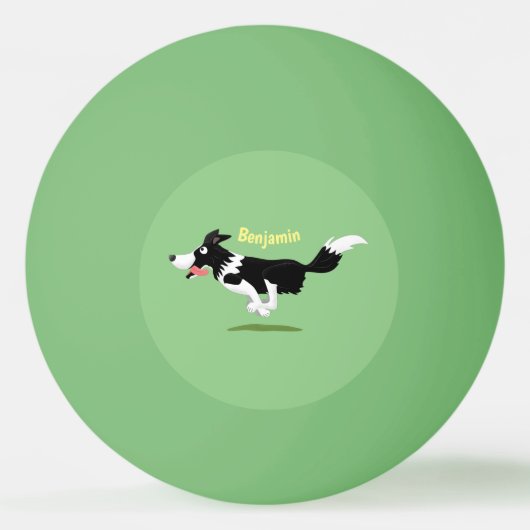 Funny Border Collie cartoon Pingpongbal (Voorkant)