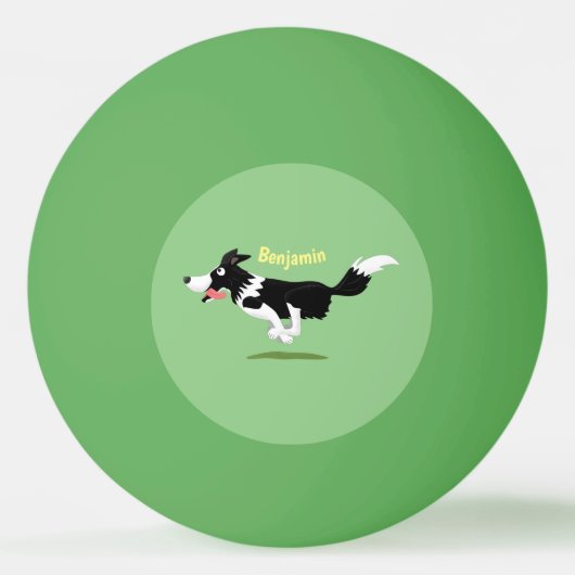 Funny Border Collie cartoon Pingpongbal (Achterkant)