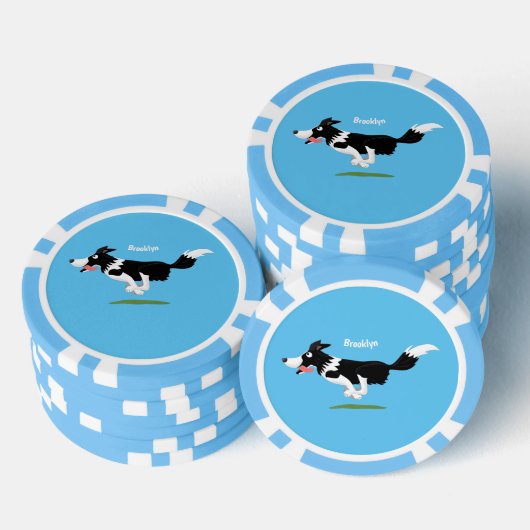 Funny Border Collie cartoon Poker Chips (Opstapeling)