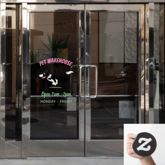 Funny Border Collie cartoon Raamsticker (Kantoordeur)