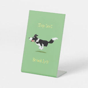 Funny Border Collie cartoon Reclamebord Met Voetstuk