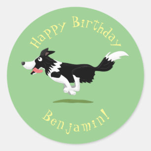 Funny Border Collie cartoon Ronde Sticker