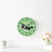 Funny Border Collie cartoon Round Cloc Ronde Klok (Huis)