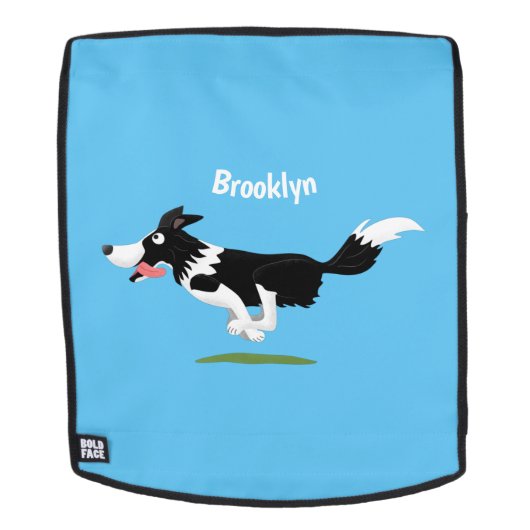 Funny Border Collie cartoon Rugtassen (Verwijderbaar gezicht)