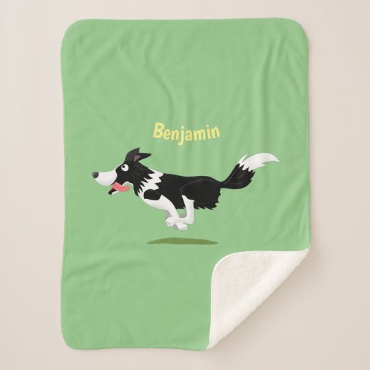 Funny Border Collie cartoon Sherpa Deken (Voorkant)