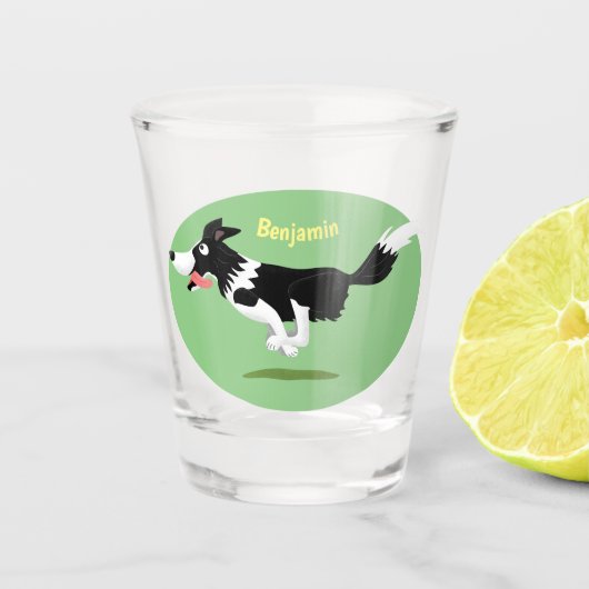 Funny Border Collie cartoon Shot Glas (Voorkant)