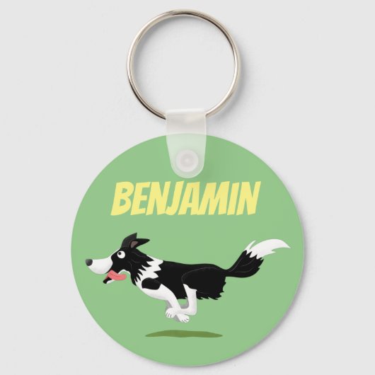 Funny Border Collie cartoon Sleutelhanger (Voorkant)