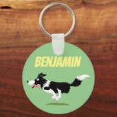 Funny Border Collie cartoon Sleutelhanger (Voorkant)
