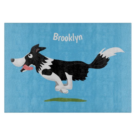 Funny Border Collie cartoon Snijplank (Voorkant)
