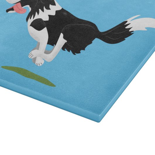 Funny Border Collie cartoon Snijplank (Hoek)