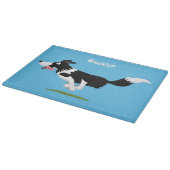 Funny Border Collie cartoon Snijplank (Hoek)