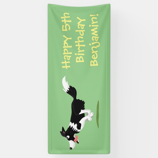 Funny Border Collie cartoon Spandoek (Verticaal)