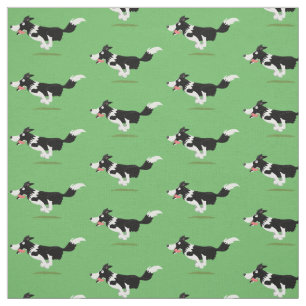 Funny Border Collie cartoon Stof
