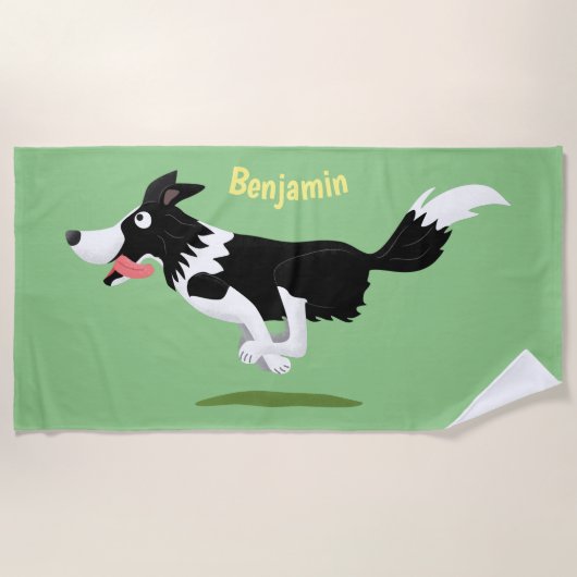 Funny Border Collie cartoon Strandlaken (Voorkant)