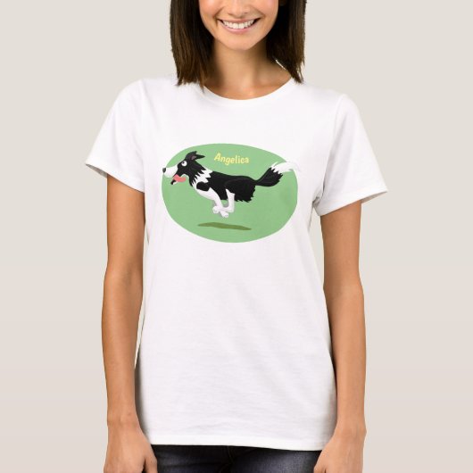 Funny Border Collie cartoon T-shirt (Voorkant)