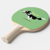 Funny Border Collie cartoon Tafeltennisbatje (Voorkant Gekanteld)