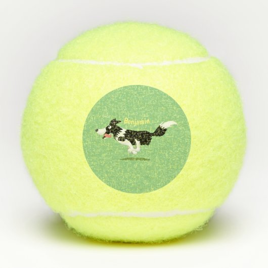 Funny Border Collie cartoon Tennisballen (Voorkant)