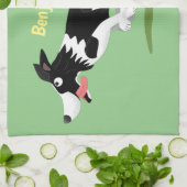 Funny Border Collie cartoon Theedoek (Gevouwen)