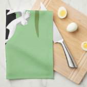 Funny Border Collie cartoon Theedoek (Quarter Fold)