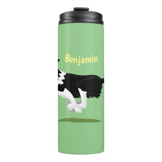 Funny Border Collie cartoon Thermosbeker (Voorkant)