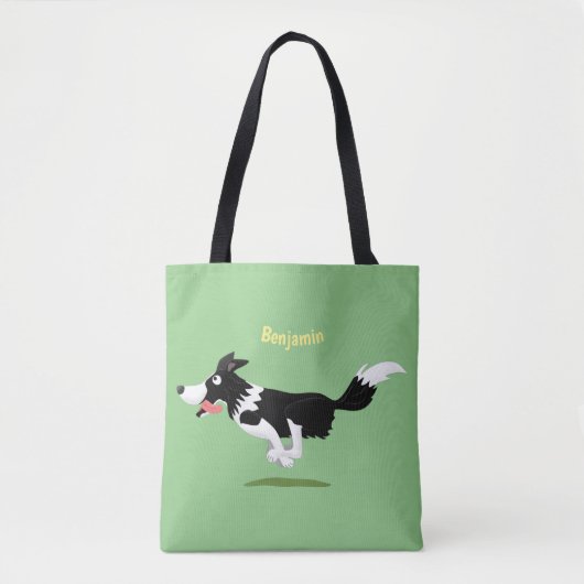 Funny Border Collie cartoon Tote Bag (Voorkant)