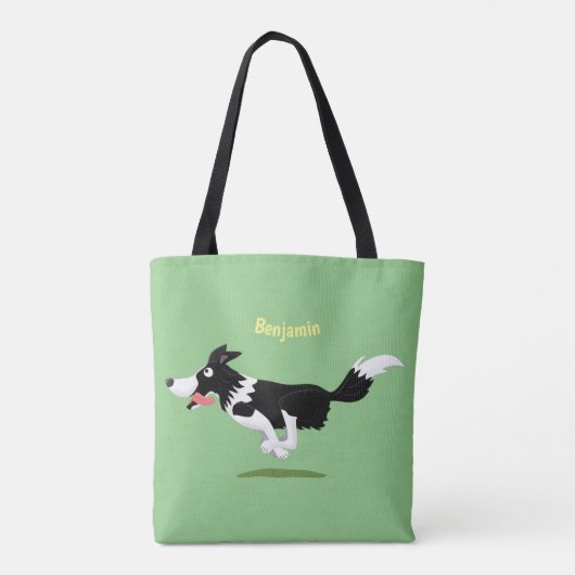 Funny Border Collie cartoon Tote Bag (Achterkant)