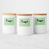 Funny Border Collie cartoon Voedselcontainer Etiket (Flessen)