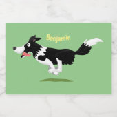 Funny Border Collie cartoon Voedselcontainer Etiket (Enkel label)